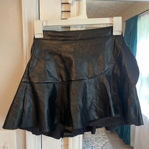 DO+BE Black Leather Skater Skort
